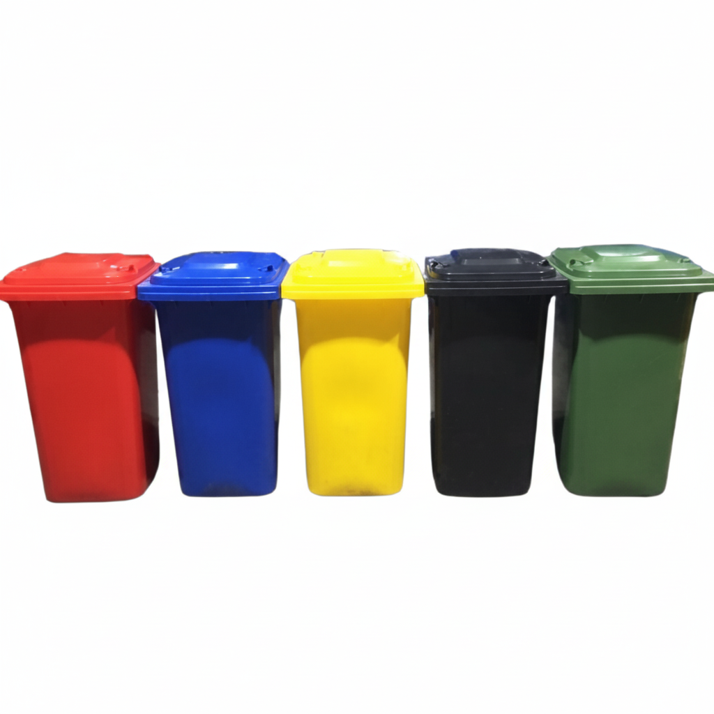 120L HDPE recycling bins for general waste and recyclables