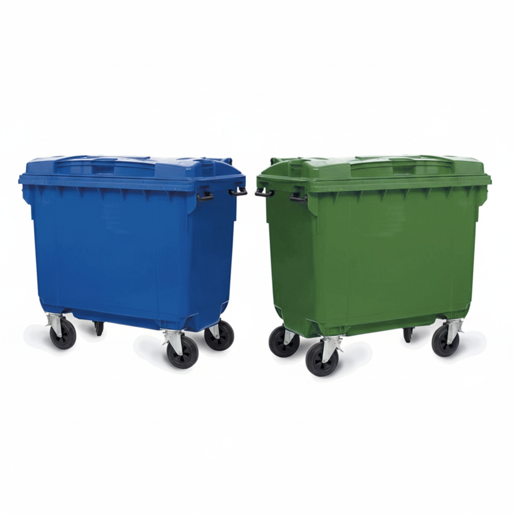 660L HDPE recycling bins for general waste and recyclables