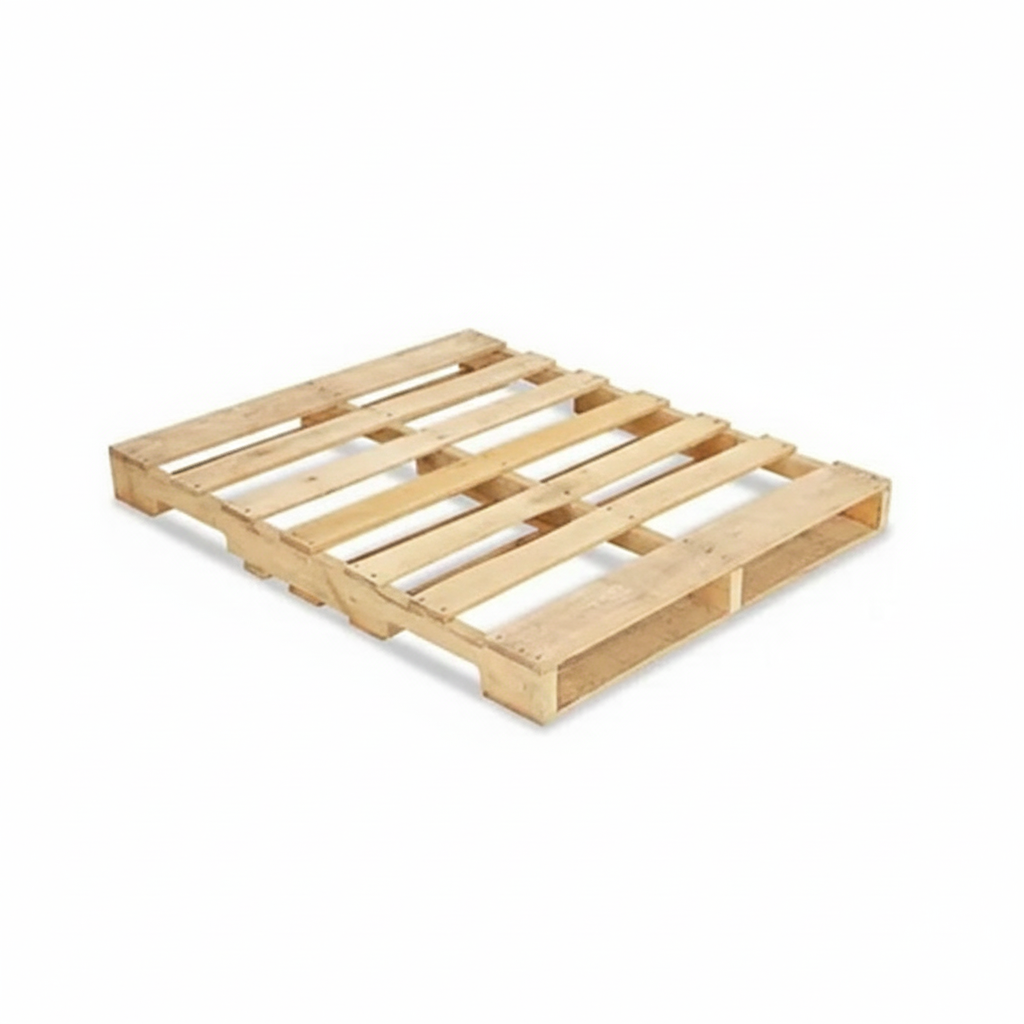 1200 x 1000 mm semi four-way entry wooden pallet for warehouse storage, export, and logistics handling.