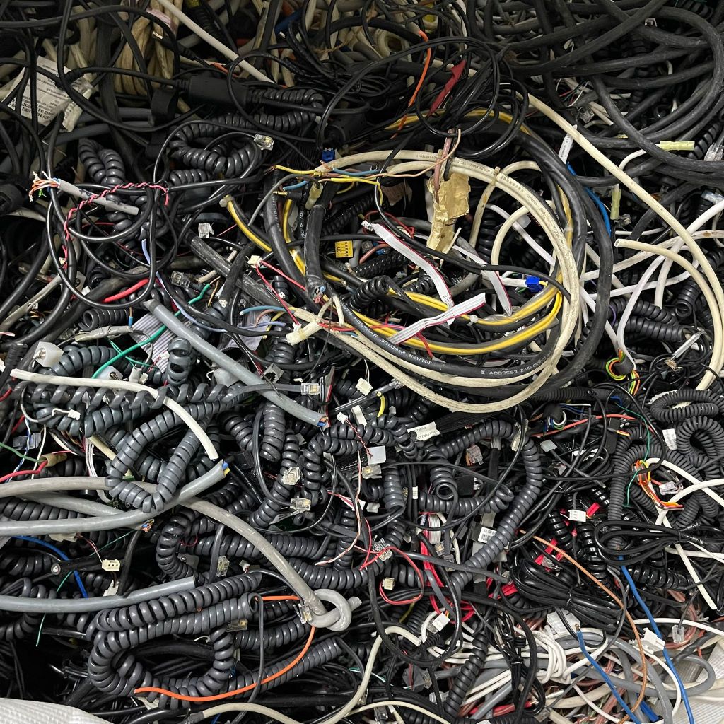 Assorted Mixed Wire Recycling Singapore Mixed electrical and data wires in assorted colours prepared for recycling and metal recovery in Singapore.