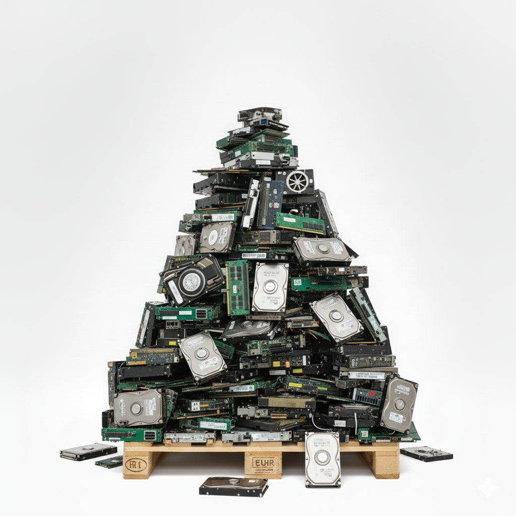 Scrap Hard Drive and RAM Recycling – Data Destruction and E-Waste Singapore Stack of hard drives and RAM modules prepared for e-waste recycling in Singapore