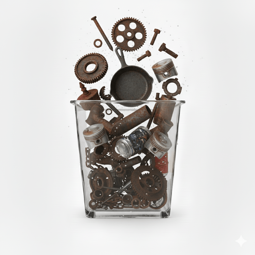 Metal Recycling Service Singapore Metal recycling in a transparent container.