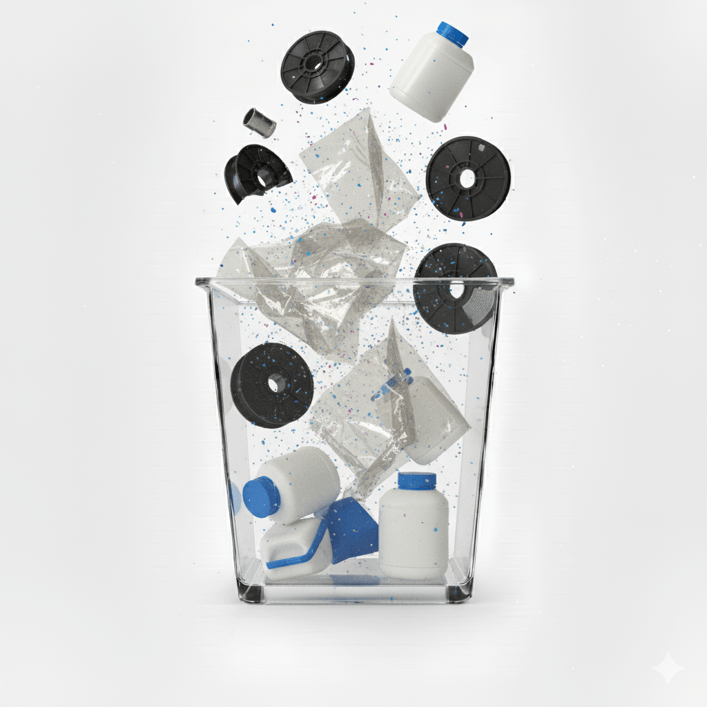 Plastic Recycling Service Singapore Plastic recycling in a transparent container.